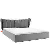 POLSTERBETT GIZO, Muschel-Design - Hellgrau/Schwarz, Holz/Holzwerkstoff (202/204cm) - KONSIMO®