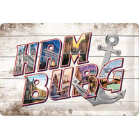BLECHSCHILD 20/30 cm Hamburg Bilder-Buchstaben & Anker - Multicolor, Metall (30/20/0.2cm) - Nostalgic-Art