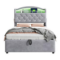 POLSTERBETT 90/200 cm Grau aus Stoff mit Stauraum - Grau, Textil (90/200cm) - OKMYHOME