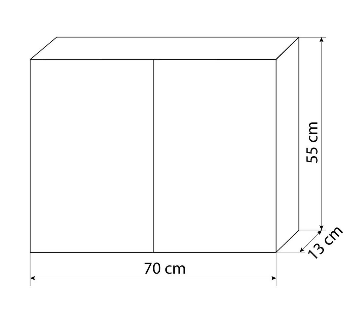 BADMÖBEL Set Gently 3 V1 Weiß MDF Waschtisch 70cm mit 1x 5W LED-Strahler - Weiß, Glas/Kunststoff (46/52/60cm) - AcquaVapore by Sandra Jentho