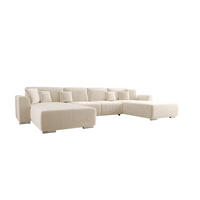 WOHNLANDSCHAFT GUSTO U Monolith 02 mit Schlaffunktion - Creme, Textil (368/85/193cm) - Bedante