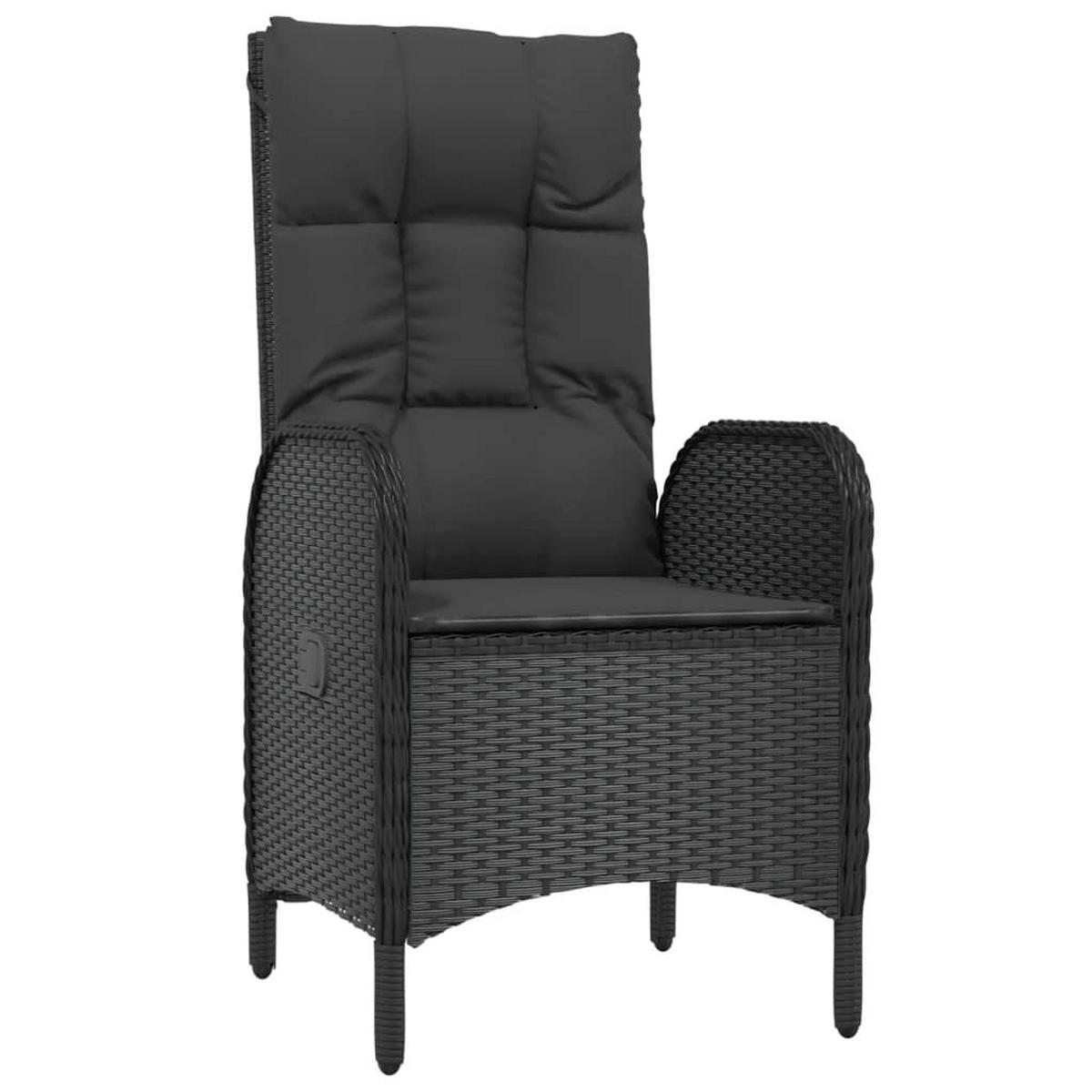 GARTEN-ESSGRUPPE 5-TLG. Mit Kissen Schwarz Poly Rattan - Schwarz, Kunststoff - vidaXL