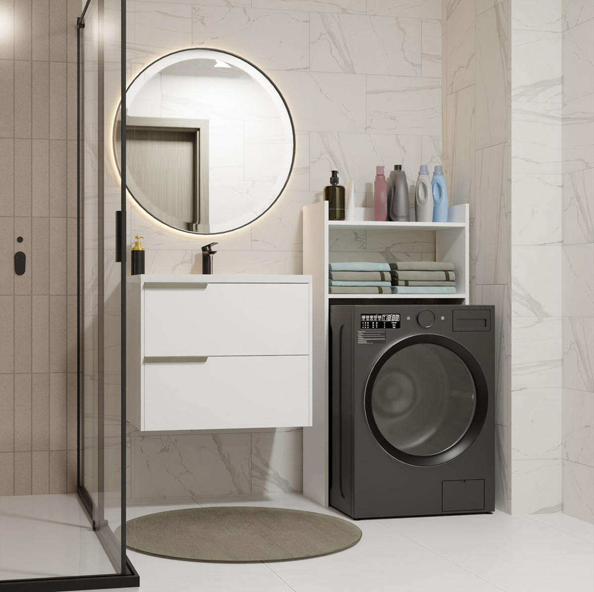 WASCHMASCHINENUMBAUSCHRANK C2 Weiß 64/124/30 - Weiß, Holzwerkstoff (64/124/30cm) - RAUMHIRSCH FURNITURE