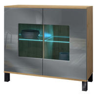 KOMMODE Grömitz Grau Hochglanz - Grau, Holzwerkstoff (92.5/84.5/35cm) - Vladon