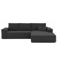 ECKSOFA NOVA mit Schlaffunktion und Bettkasten Anthrazit - Anthrazit, Holzwerkstoff/Kunststoff (250/90cm) - Idohome