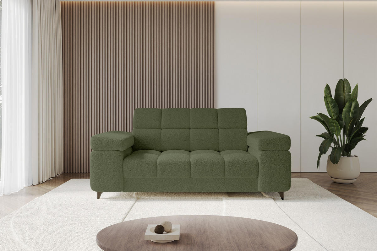 SOFA 2-Sitzer LORD-S1 194x97x90 cm Grün Bouclé - Grün, Holzwerkstoff/Textil (194/90/97cm) - ALTDECOR