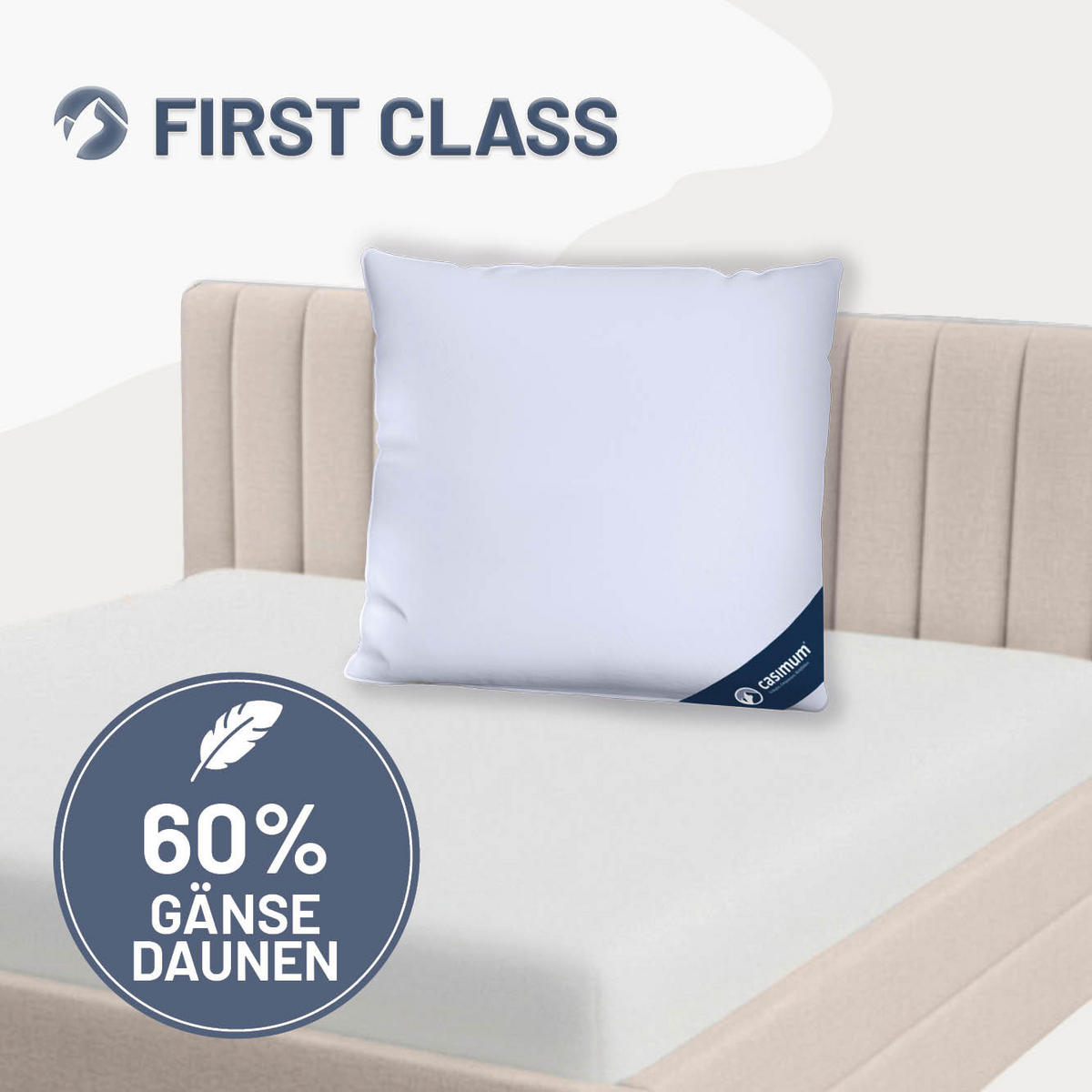KOPFKISSEN 80x80 cm weich & stützend, Daunenkissen 60% Gänsedaunen - Weiß, Textil (80/80cm) - casimum