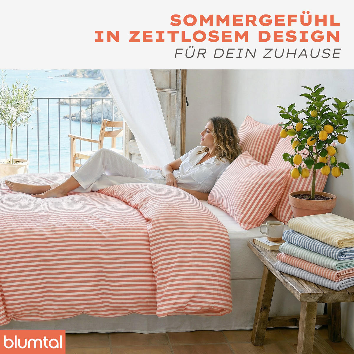 BETTWÄSCHE Seersucker, 3-teilig, 200/200 cm & 80/80 cm, Hellrot - Hellrot, Textil (200/200cm) - Blumtal