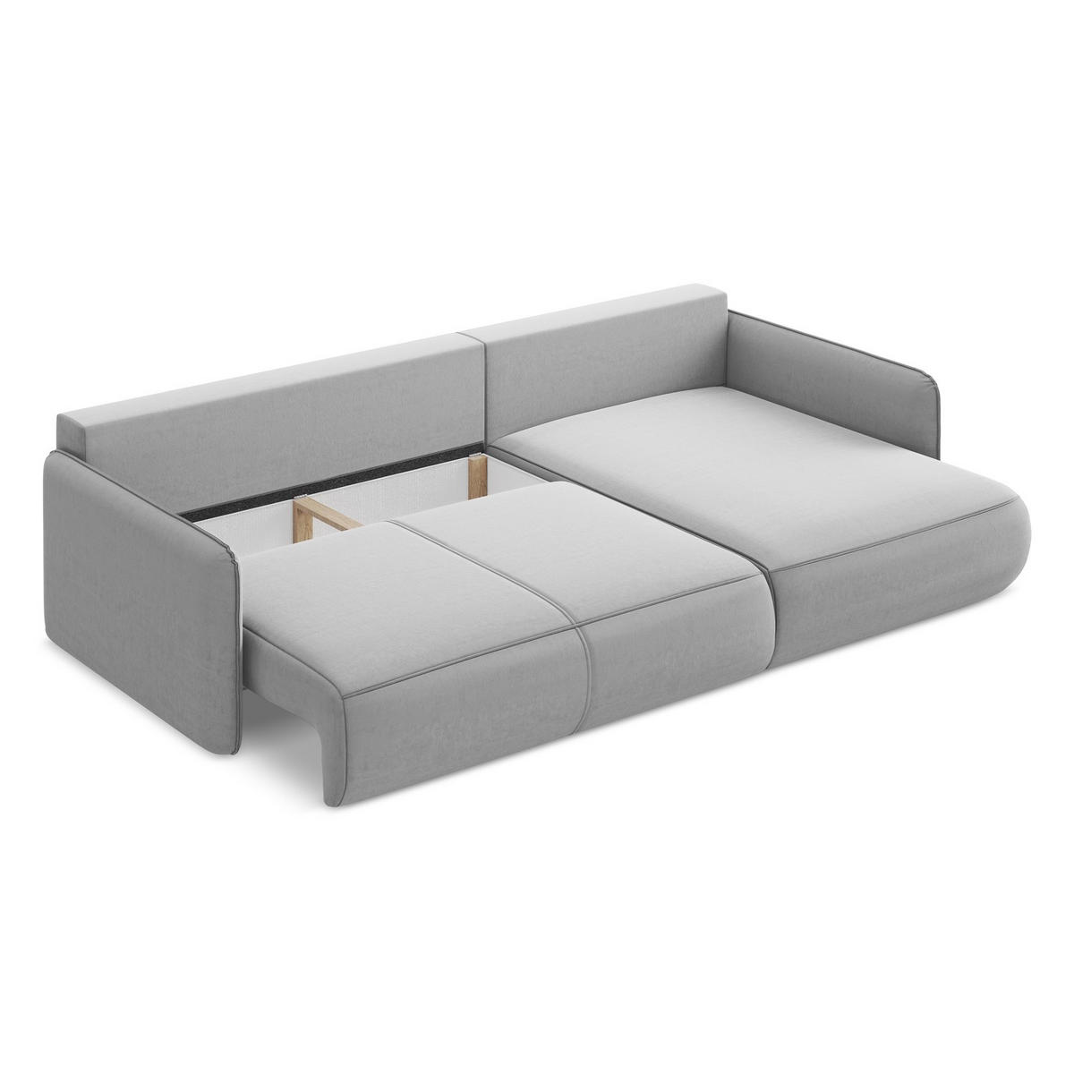 ECKSOFA mit Schlaffunktion Samt Stoff Grau - Schwarz/Grau, Kunststoff/Textil (240/148cm) - LaMiaSofa
