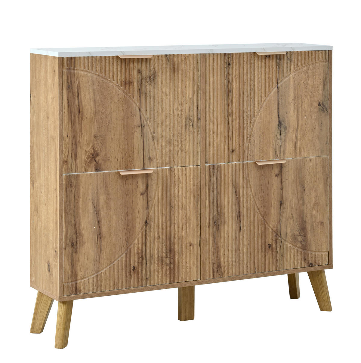 SCHUHSCHRANK 105/24/95,5 cm mit 4 Klapptüren, MDF in Holzoptik mit Platte in Marmoroptik, Natur - Naturfarben, Holzwerkstoff (105/95.5/24cm) - Redom
