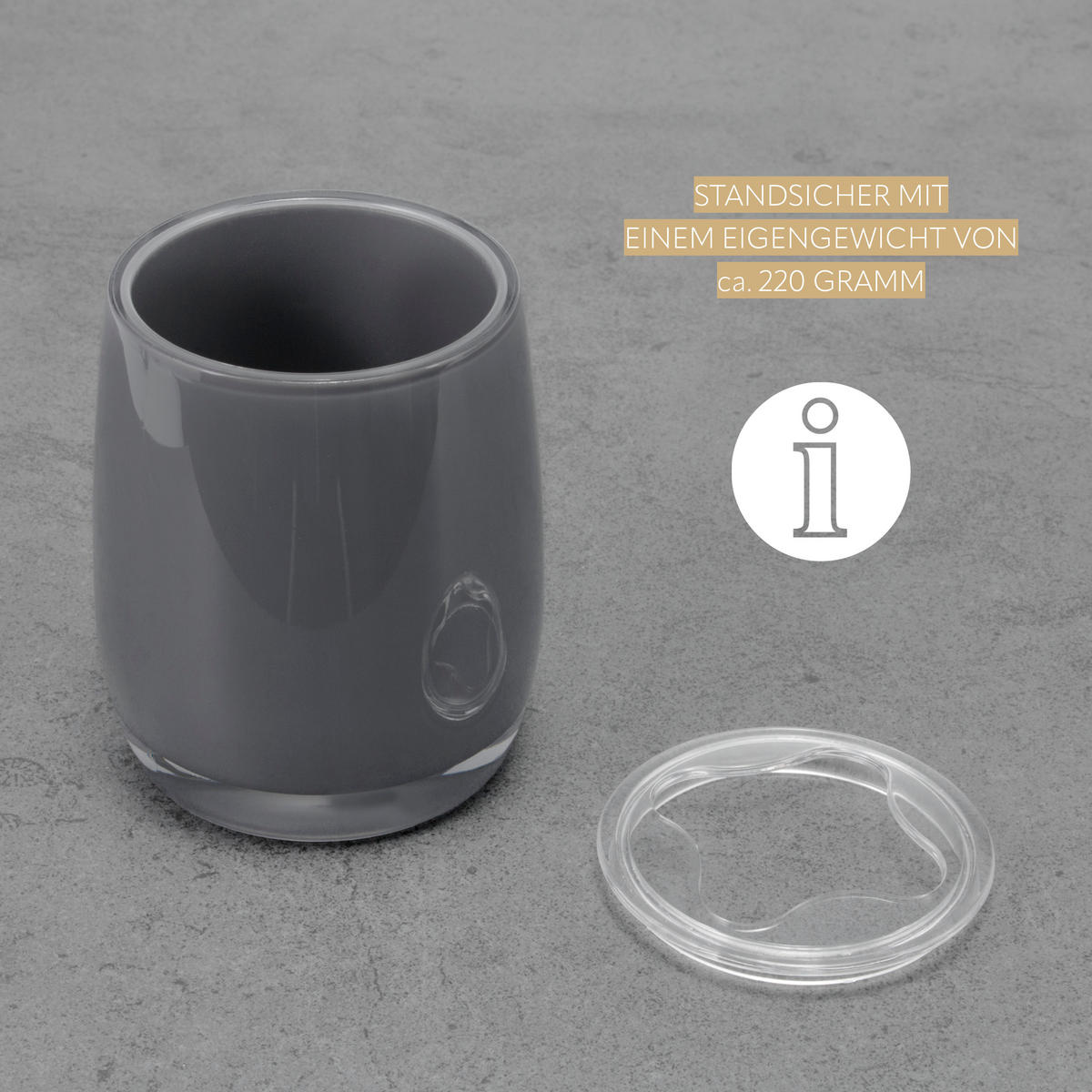 ZAHNBÜRSTENBEHÄLTER SAVONA, grau - Grau, Kunststoff (8/10/8cm) - bremermann