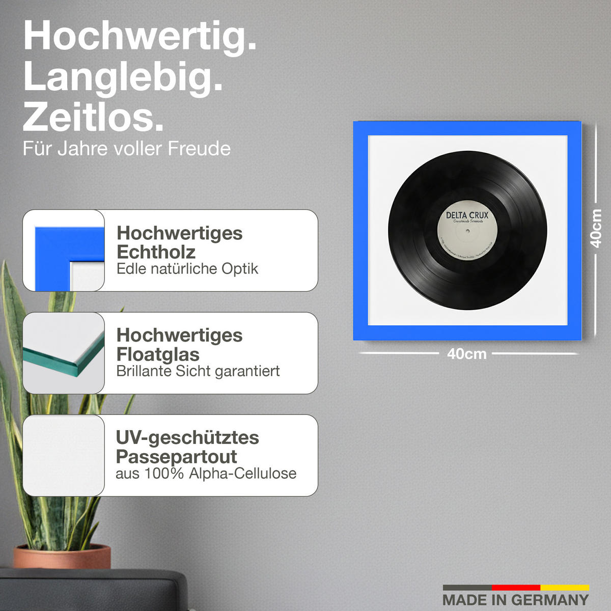 VINYL BILDERRAHMEN 40/40 2er Set - Blau, Holz (40/40cm) - K-Möbel