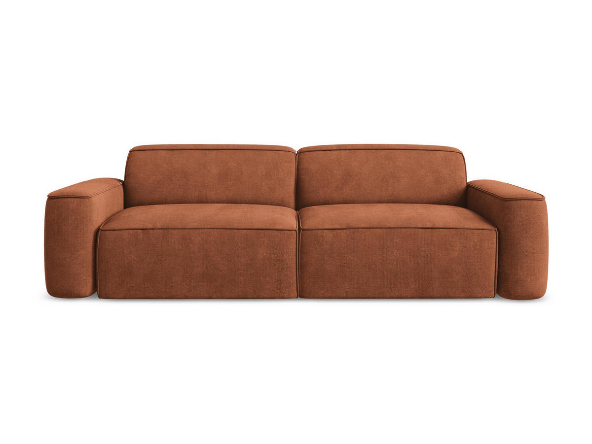 4-SITZER-SOFA Chenille Stoff Orange - Terracotta/Schwarz, Holzwerkstoff/Kunststoff (244/70/102cm) - LaMiaSofa