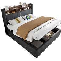 POLSTERBETT 160/200 cm aus Leinenstoff mit LED-Beleuchtung und Stauraum Grau - Grau, Textil (160/200cm) - Modenvie