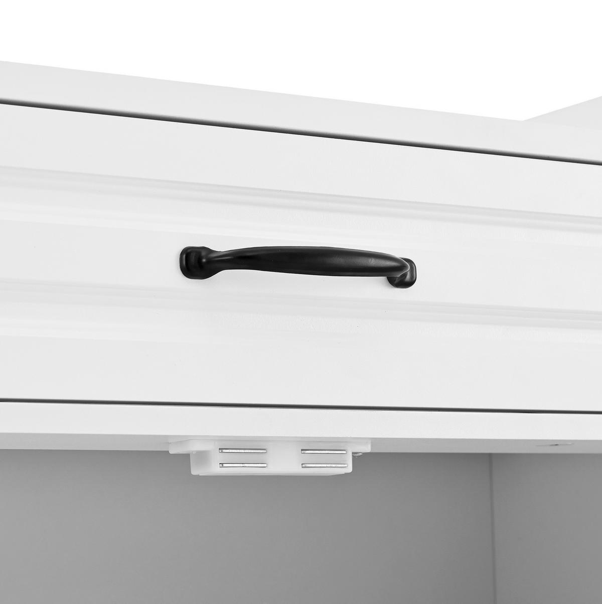 SCHUHSCHRANK in Weiß Schuhkommode mit verstellbaren Regalen schwarzen Griffen Schublade, B75/T36/H95.5cm - Weiß, Holzwerkstoff/Metall (75/95.5/36cm) - STILVORA