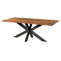 ESSTISCH Akazie 240x100x74 natur lackiert / Epoxid schwarz, Kreuzgestell anthrazit matt EPOXY - Braun, Holz (100/240/74cm) - Massivmoebel24