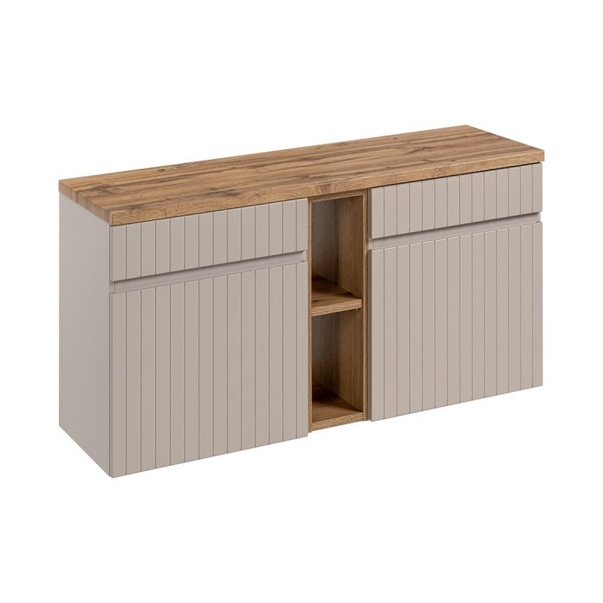 BADMÖBEL-SET 4 Teile - Iconic Cashmere I BM131 in Kaschmir Matt/Coast Evoke Eiche - Kaschmir, Holz (140/46/46cm)