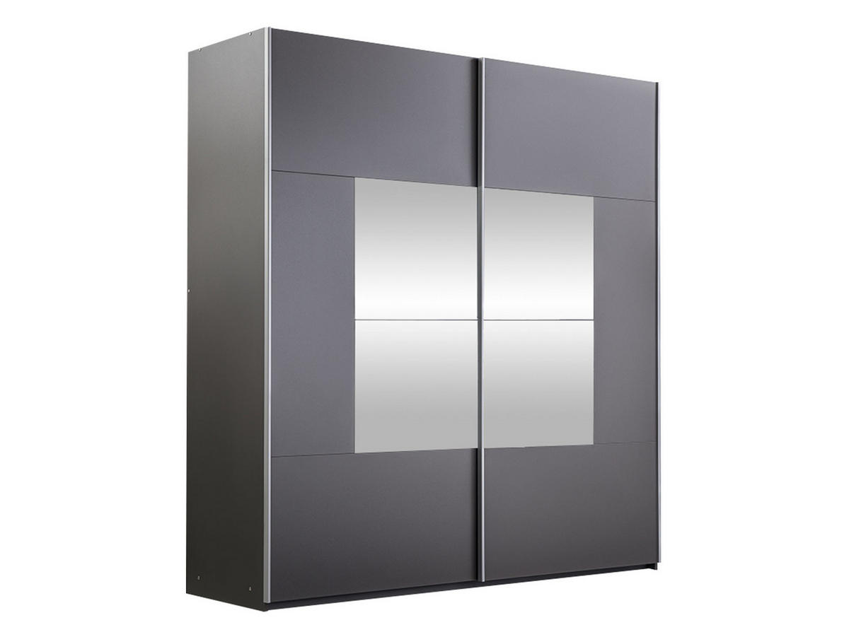 SCHIEBETÜRENSCHRANK Boston 200 - Silberfarben/Graphitfarben, Holzwerkstoff/Metall (200/215/65cm) - MIRJAN24