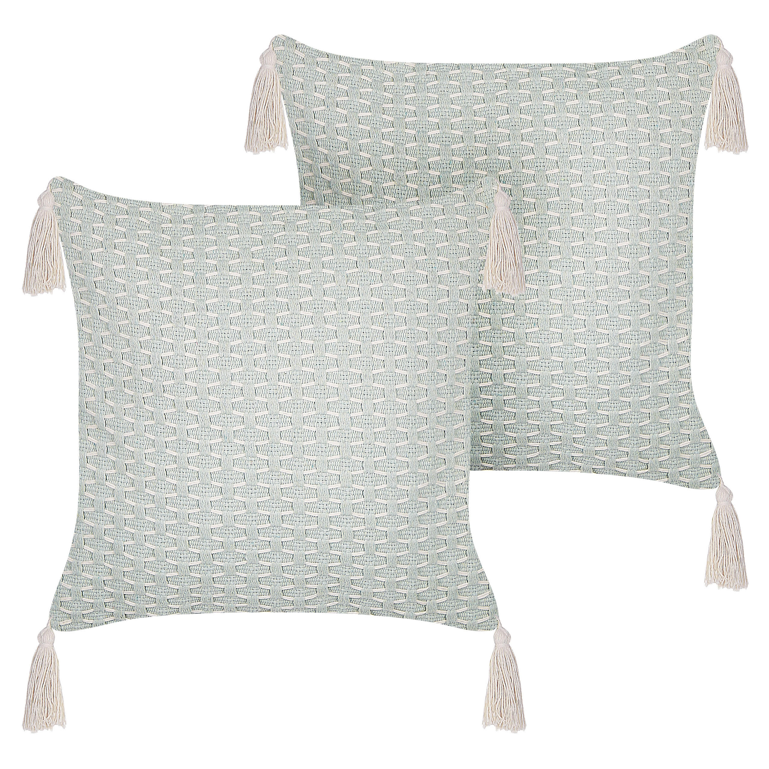 DEKOKISSEN 2er-Set Mintgrün 42/42 cm Hakone - Mintgrün, Textil (42/42cm) - Beliani