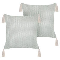 DEKOKISSEN 2er-Set Mintgrün 42/42 cm Hakone - Mintgrün, Textil (42/42cm) - Beliani