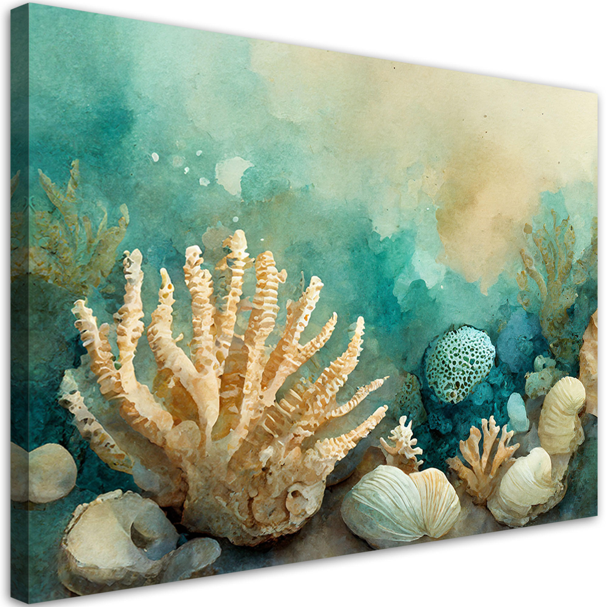 WANDBILD muscheln türkis - Grün, Textil (60/40cm) - Feeby