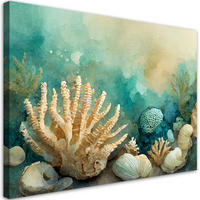 WANDBILD muscheln türkis - Grün, Textil (60/40cm) - Feeby