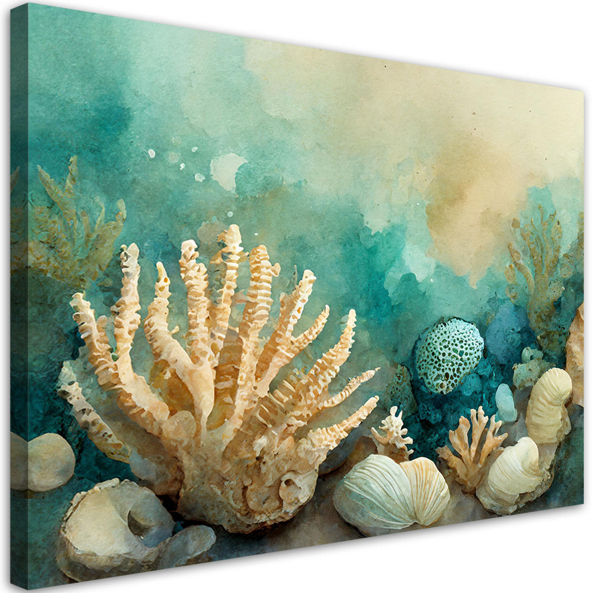 WANDBILD muscheln türkis - Grün, Textil (60/40cm) - Feeby