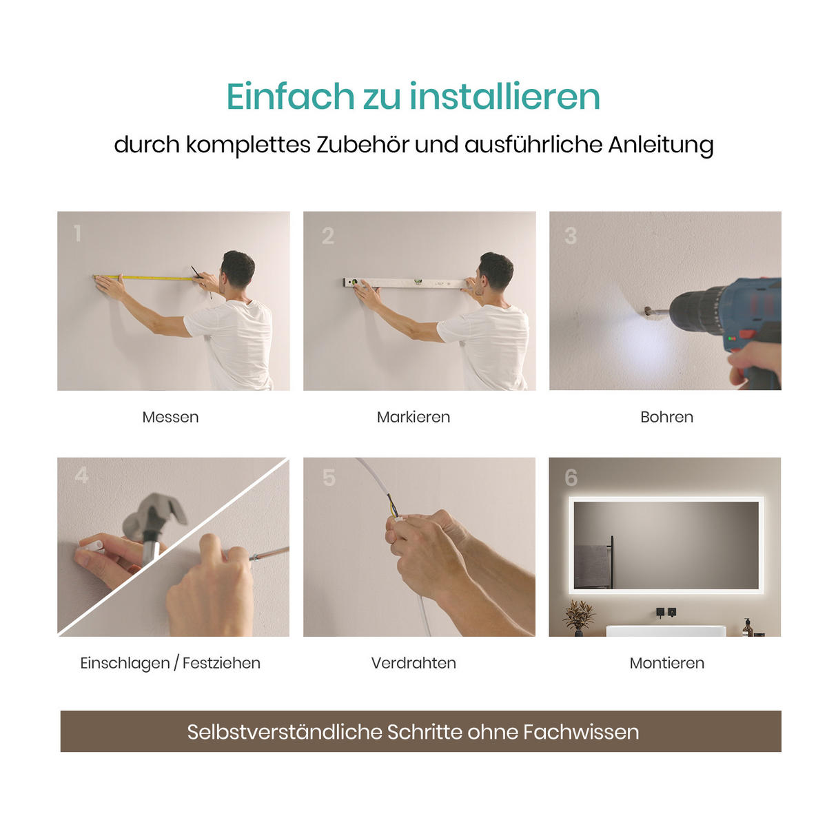 BADSPIEGEL mit Antibeschlag Beleuchtung 120/60/3,5 cm - Transparent, Glas (60/120/3.5cm) - EMKE