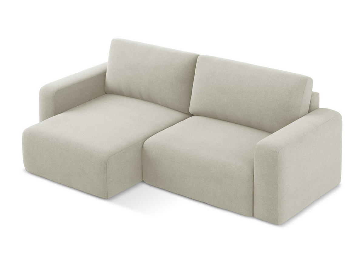 ECKSOFA mit Schlaffunktion links Strukturstoff Stoff Beige - Beige/Creme, Kunststoff/Textil (149/244cm) - Makamii
