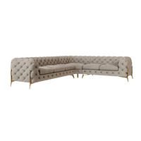 ECKSOFA Chesterfield Lexi Dunkle Creme Samt, langer Schenkel links - Goldfarben/Creme, Holz/Textil (323/264cm) - S-Style Möbel