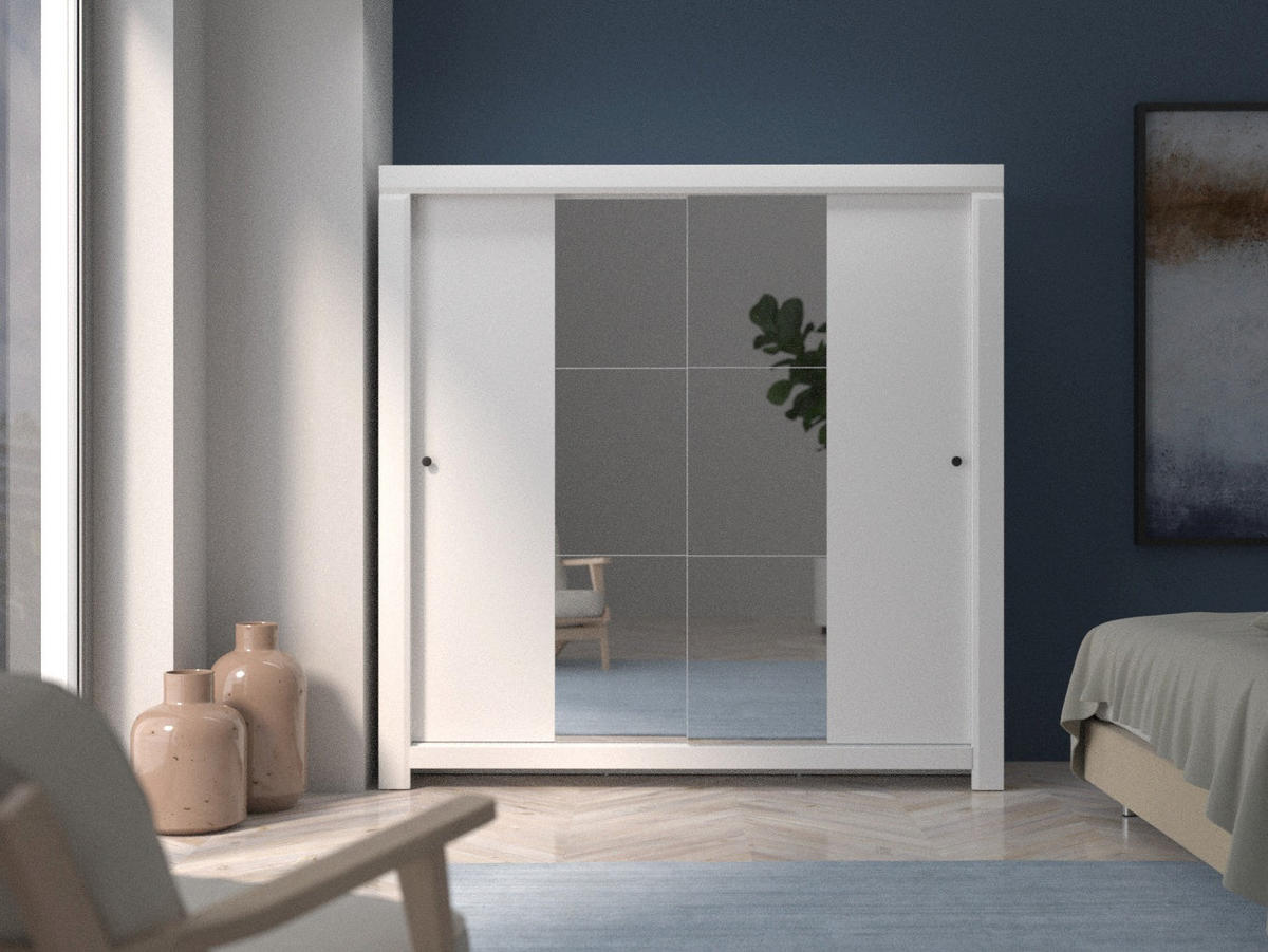 KLEIDERSCHRANK – 200 cm – Lahti – Weiß - Weiß, Holzwerkstoff (200/201/62cm) - hi-markt
