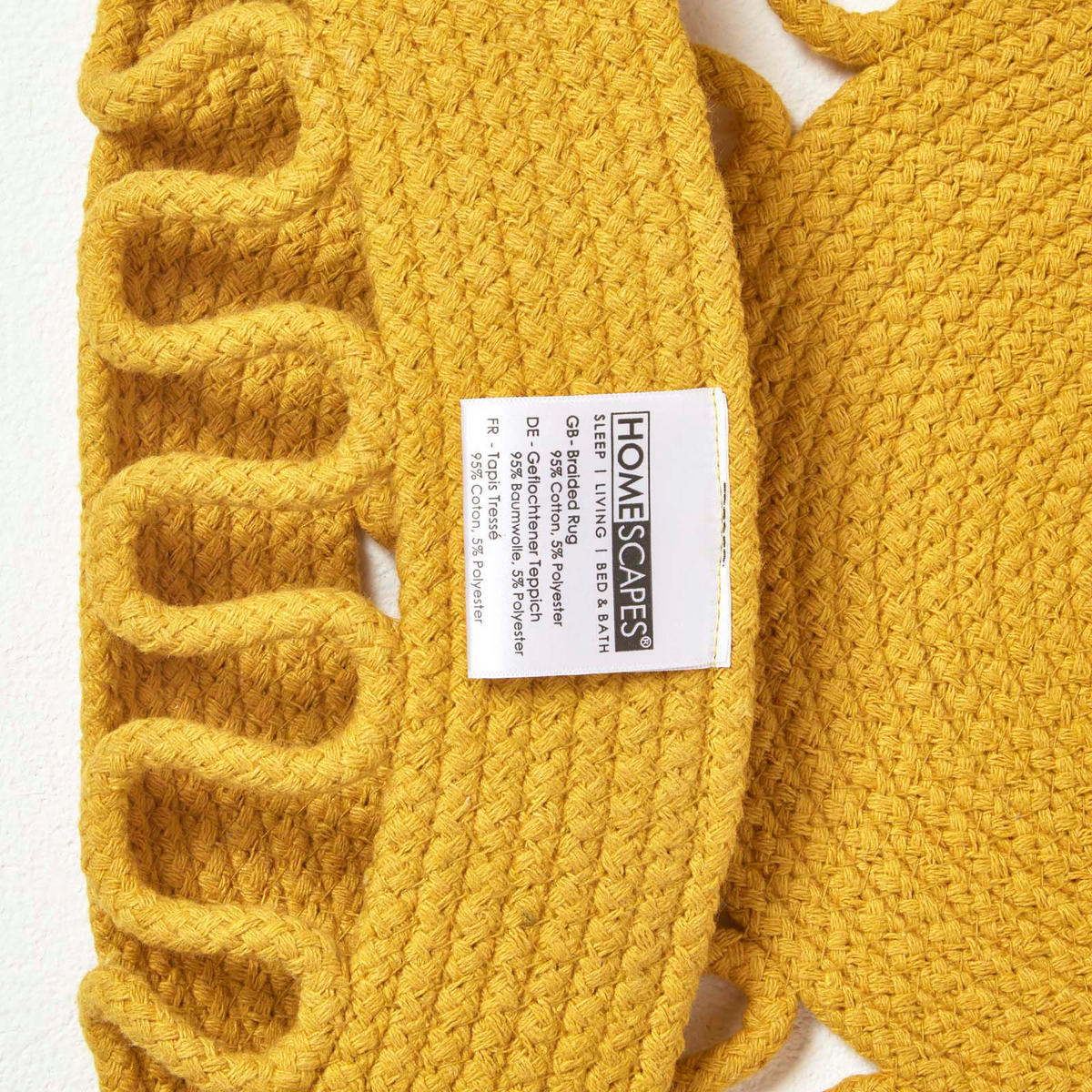 TEPPICH geflochten rund mit Häkel-Muster 90 cm - Currygelb, Textil (90/90cm) - Homescapes