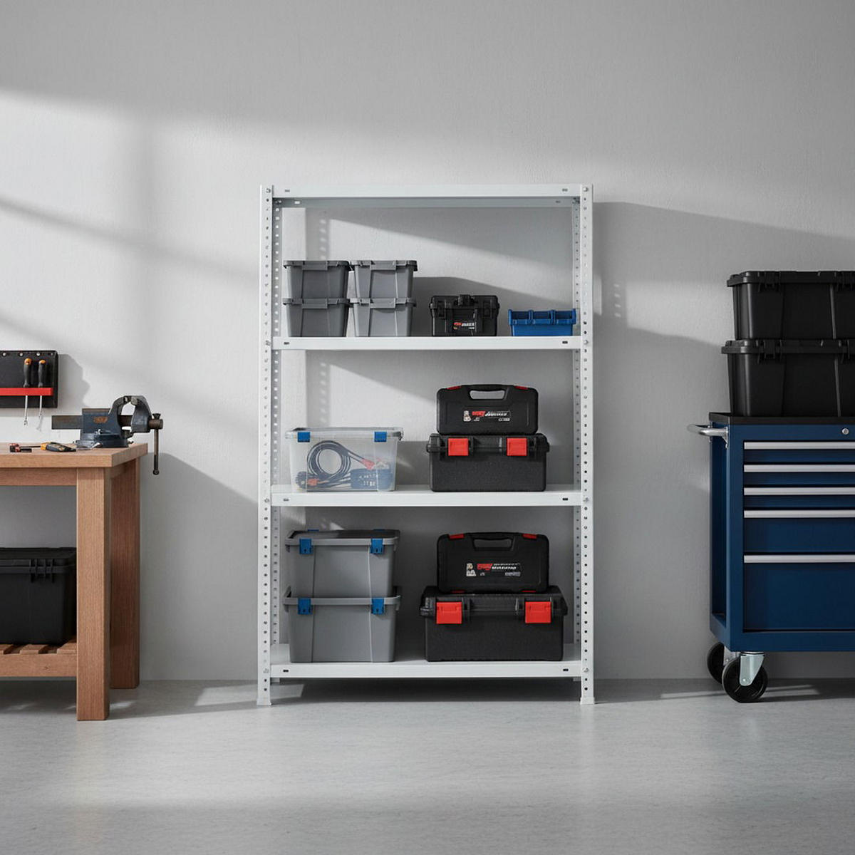 SCHRAUBREGAL PANDA MID | HxBxT 150x100x40cm | 4 Fachböden | Fachlast 75kg | Weiß - Weiß, Metall (100/150/40cm) - PROREGAL