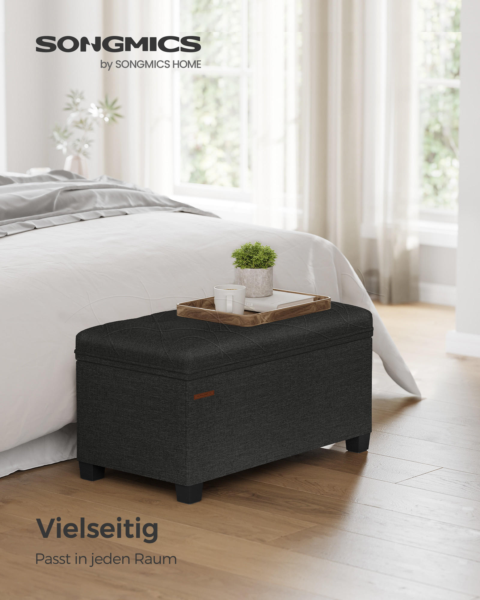 SITZHOCKER Magenta - Schwarz, Holzwerkstoff (76/40/40cm) - SONGMICS