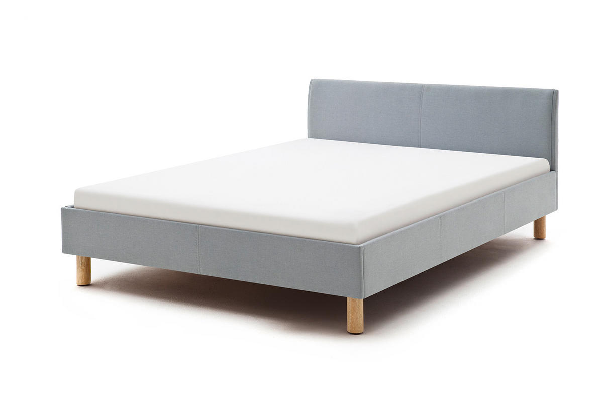 POLSTERBETT LEO Blau Eiche - Blau, Textil (120/200cm) - KAWOLA