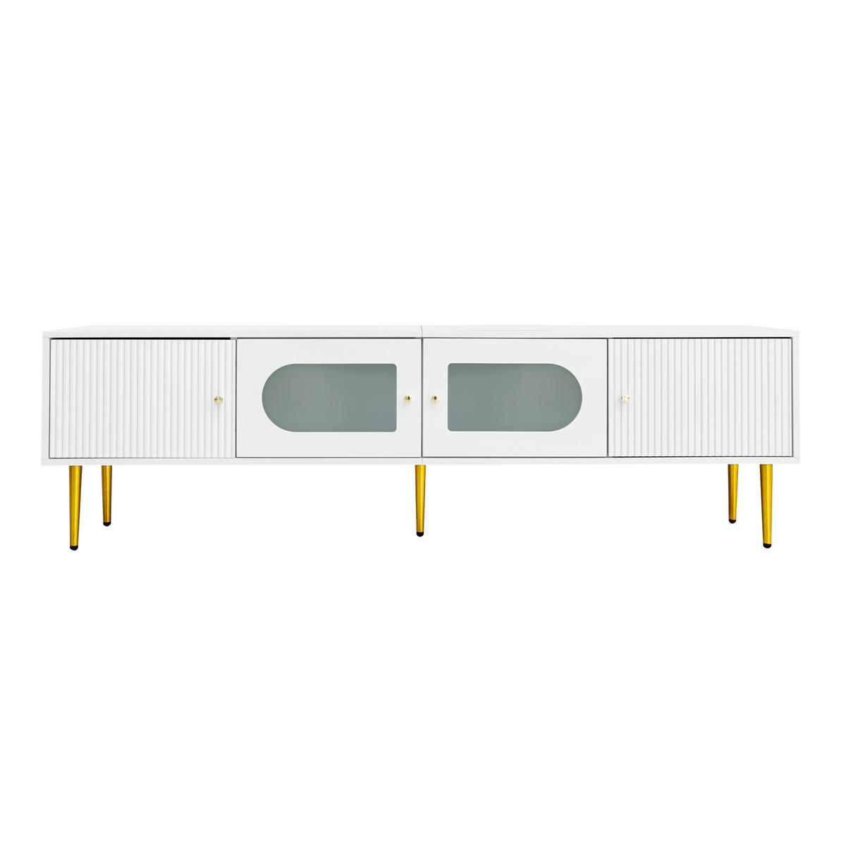 TV-LOWBOARD 170/35/50 cm mit 4 Türen, Kabeldurchlass und Soft-Close - Weiß, Holzwerkstoff (140/38/38cm) - BEAOK
