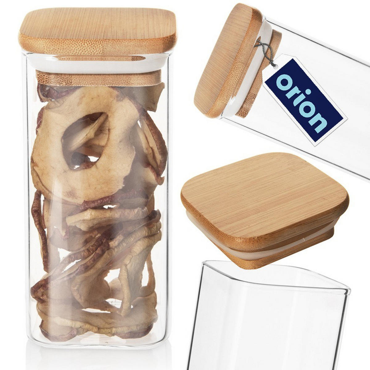 VORRATSGLAS quadratisch Bambus 320 ml Transparent - Transparent, Glas (6/12.5/6cm) - Orion 