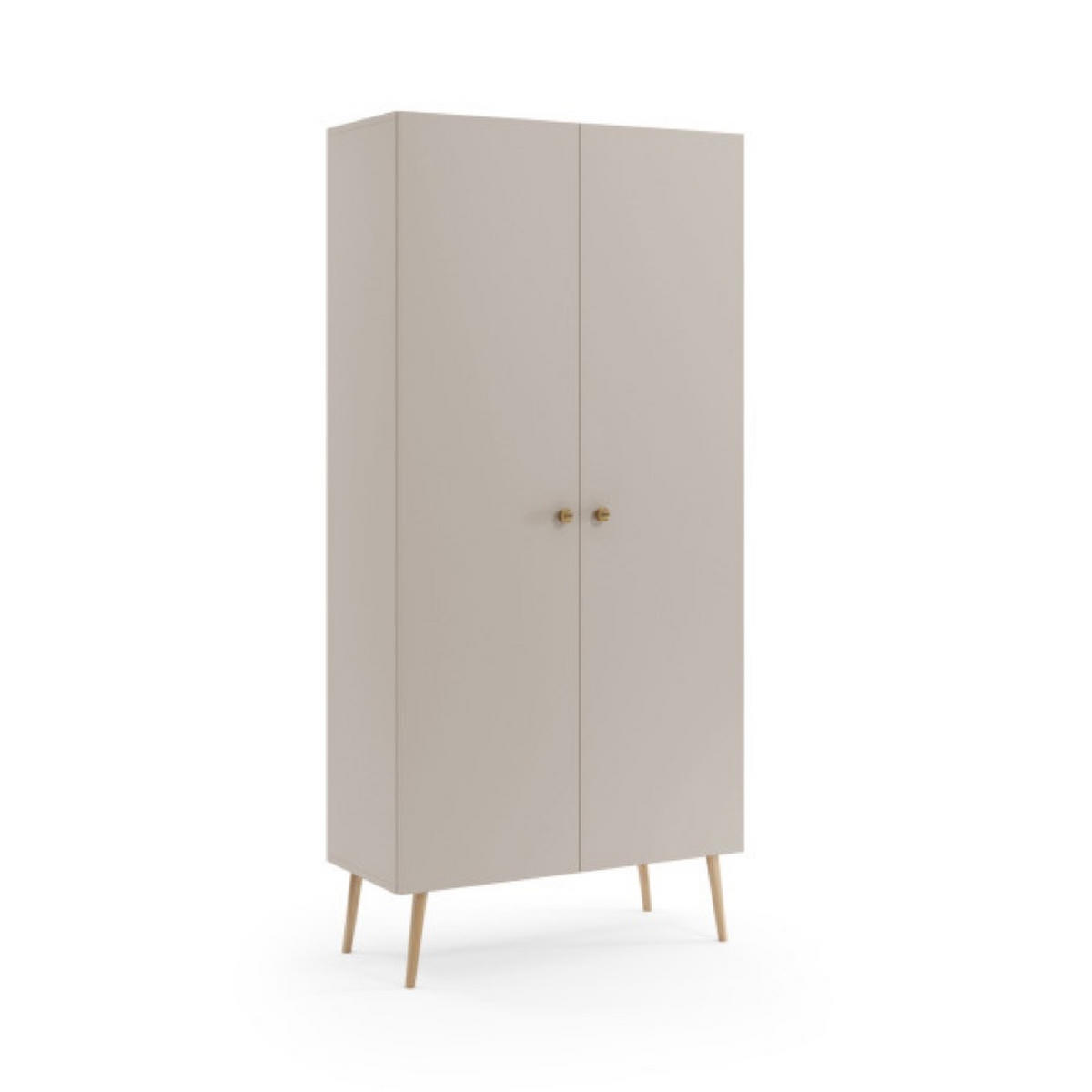 SCHRANK Kaschmir Boho Tief Holzbeine 5 Regale Mit Regalen - Beige, Holzwerkstoff (87/212/41cm) - Sepro Meble