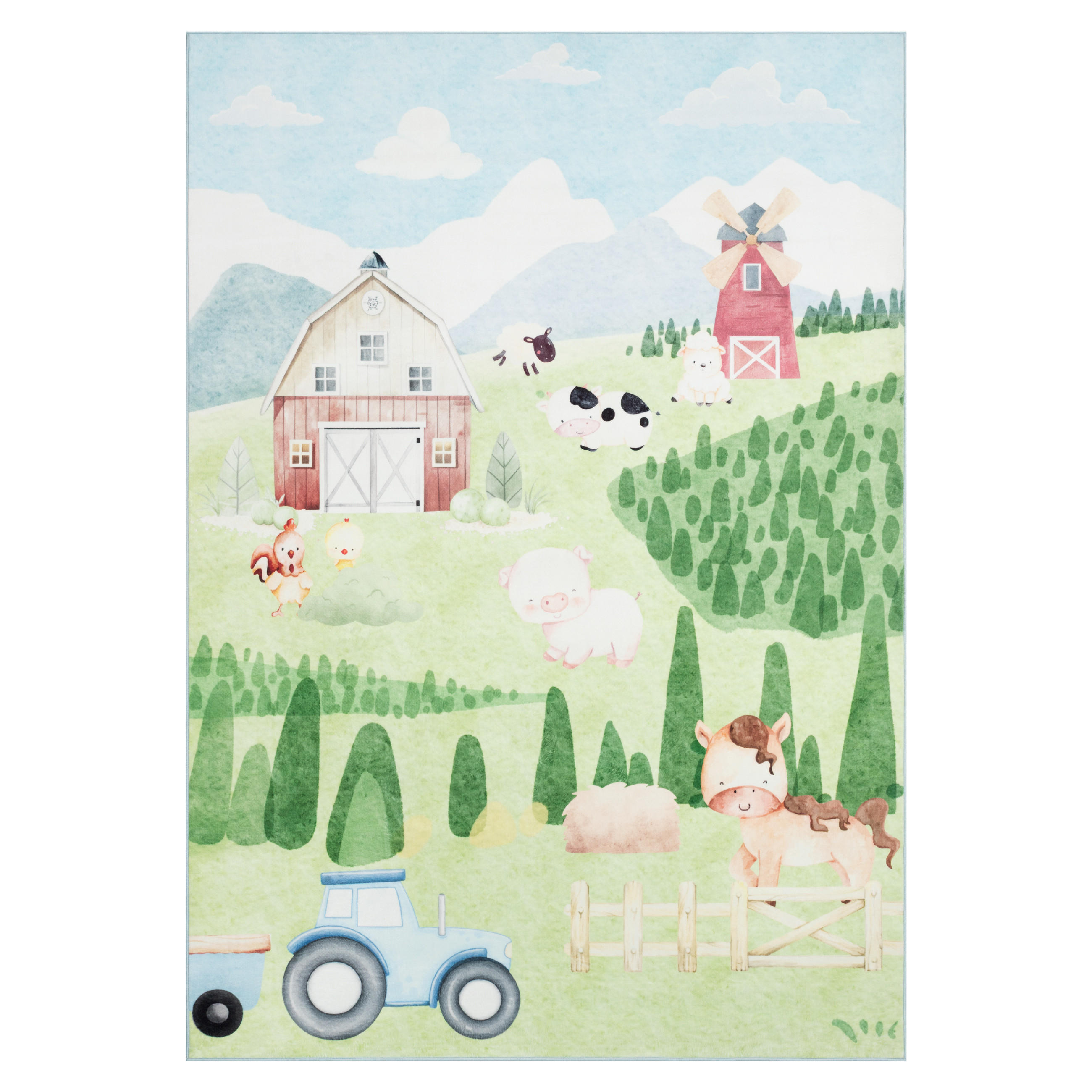 KINDERTEPPICH KIDS Grün Bauernhof 140/200 cm - Grün, Textil (140/200cm) - Tapiso