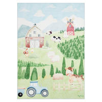 KINDERTEPPICH KIDS Grün Bauernhof 140/200 cm - Grün, Textil (140/200cm) - Tapiso