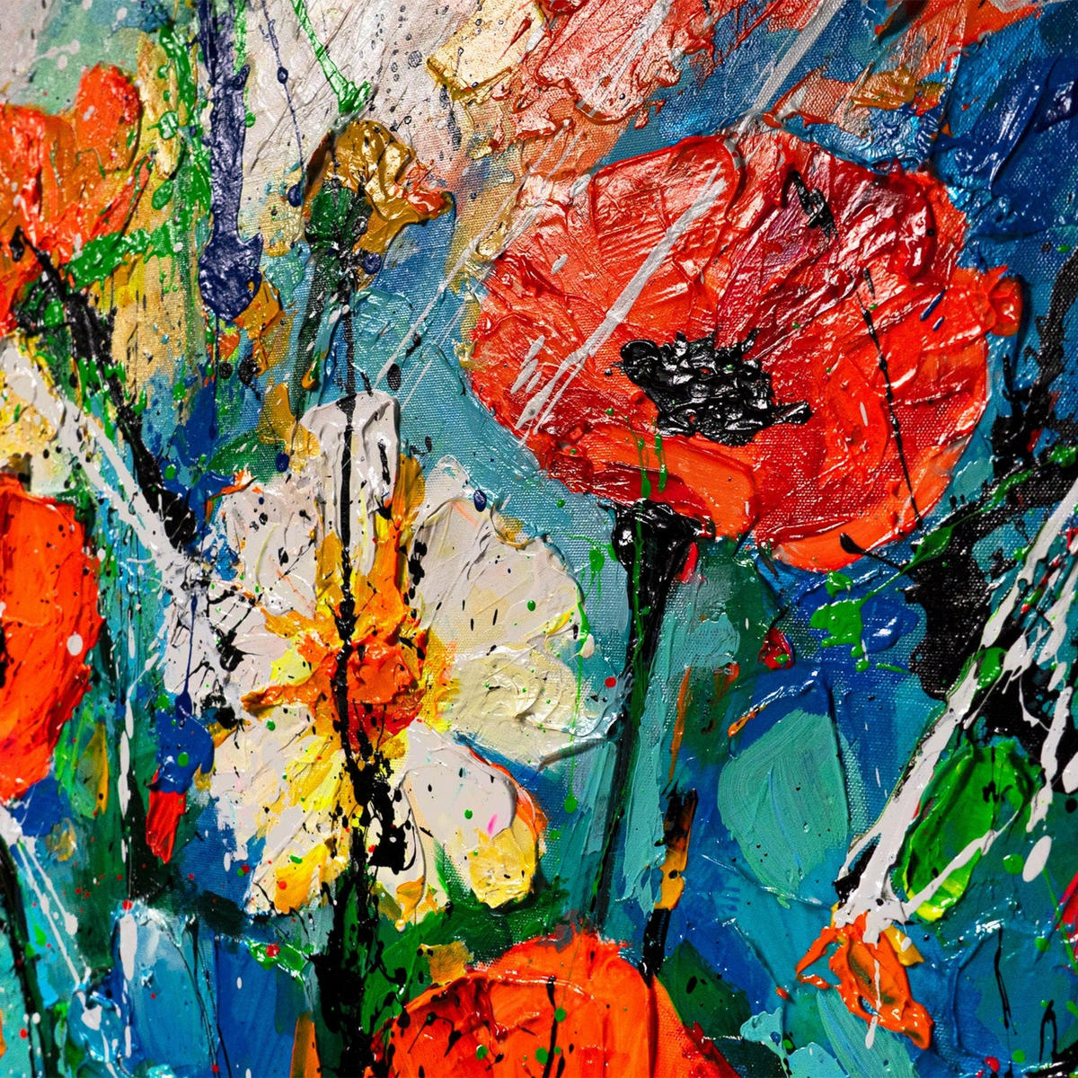 GEMÄLDE Wärme der Blütenblätter Schattenfugenrahmen Weiß 140x100 cm - Weiß, Holz (140/100cm) - YS-art gallery