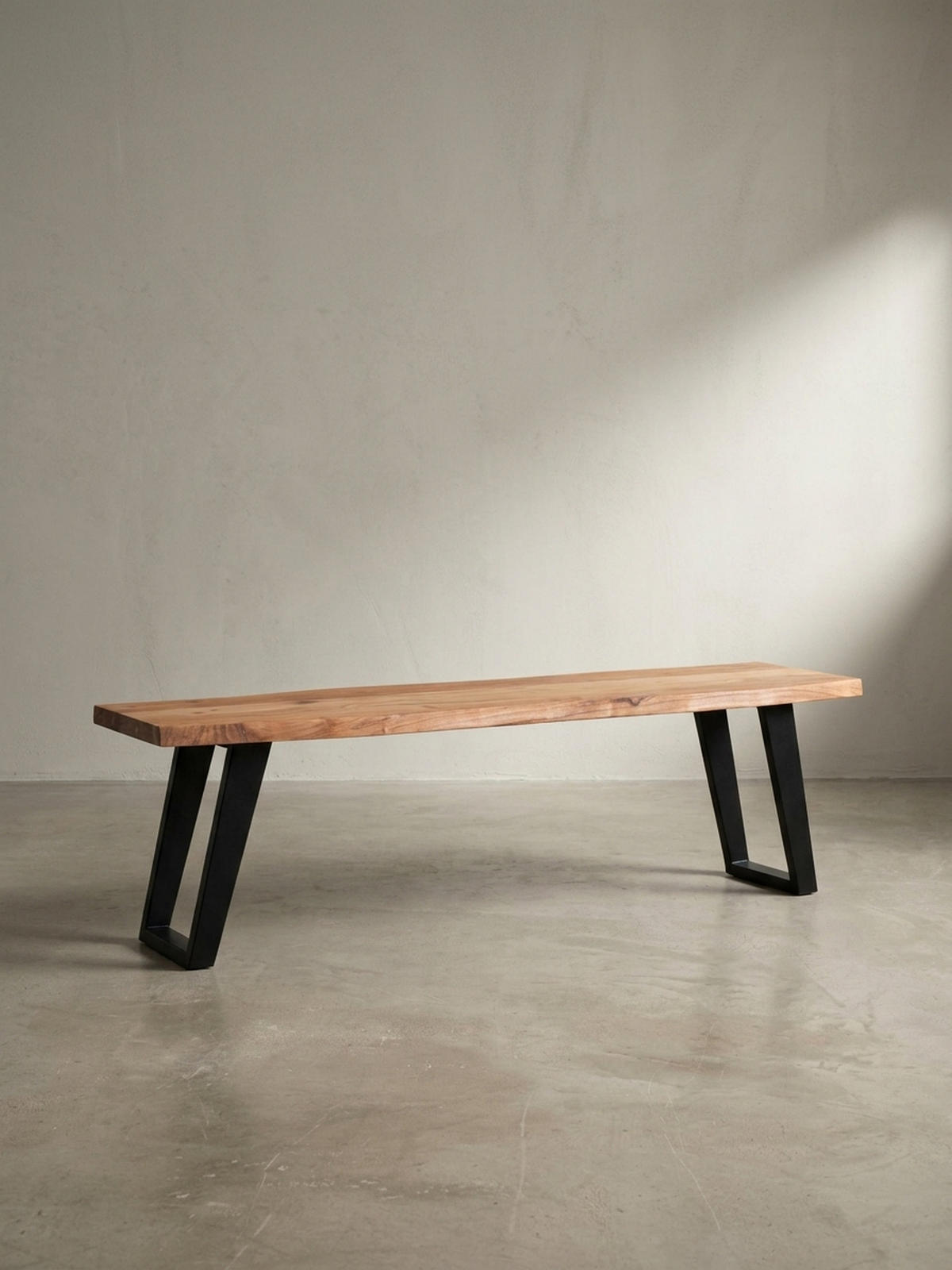 ESSZIMMERBANK Massivholz Metall Baumkante U-Beine, Akazie 120x40x46 cm - Schwarz/Braun, Holz/Metall (120/46/40cm) - KADIMA DESIGN