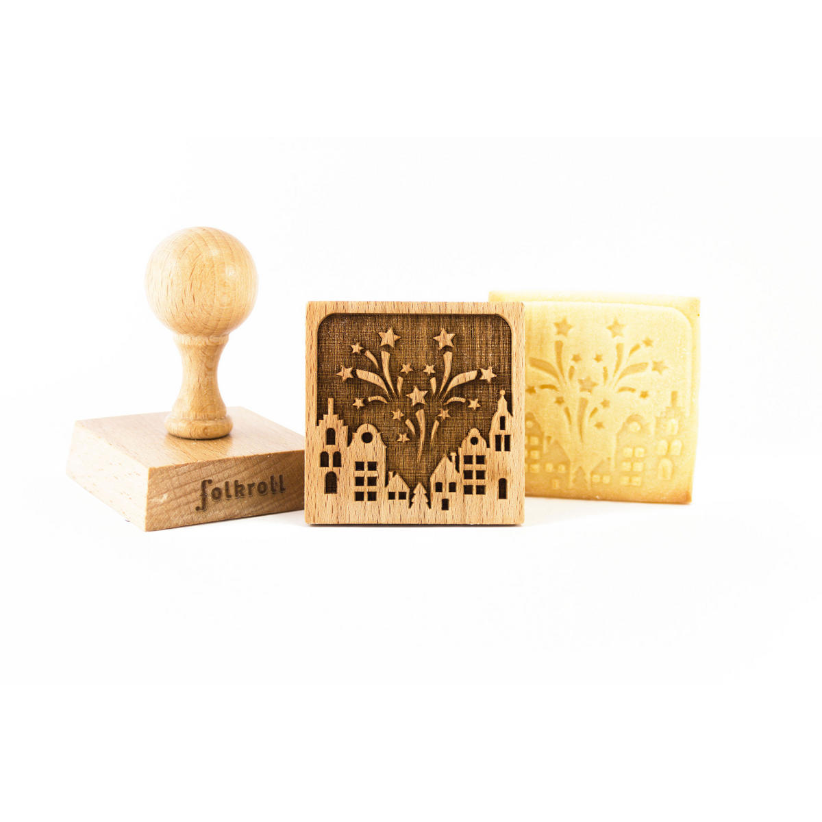 KEKSSTEMPEL Feuerwerk, 55x55 mm, Buchenholz - Braun, Holz (5/7/5cm) - Folkroll