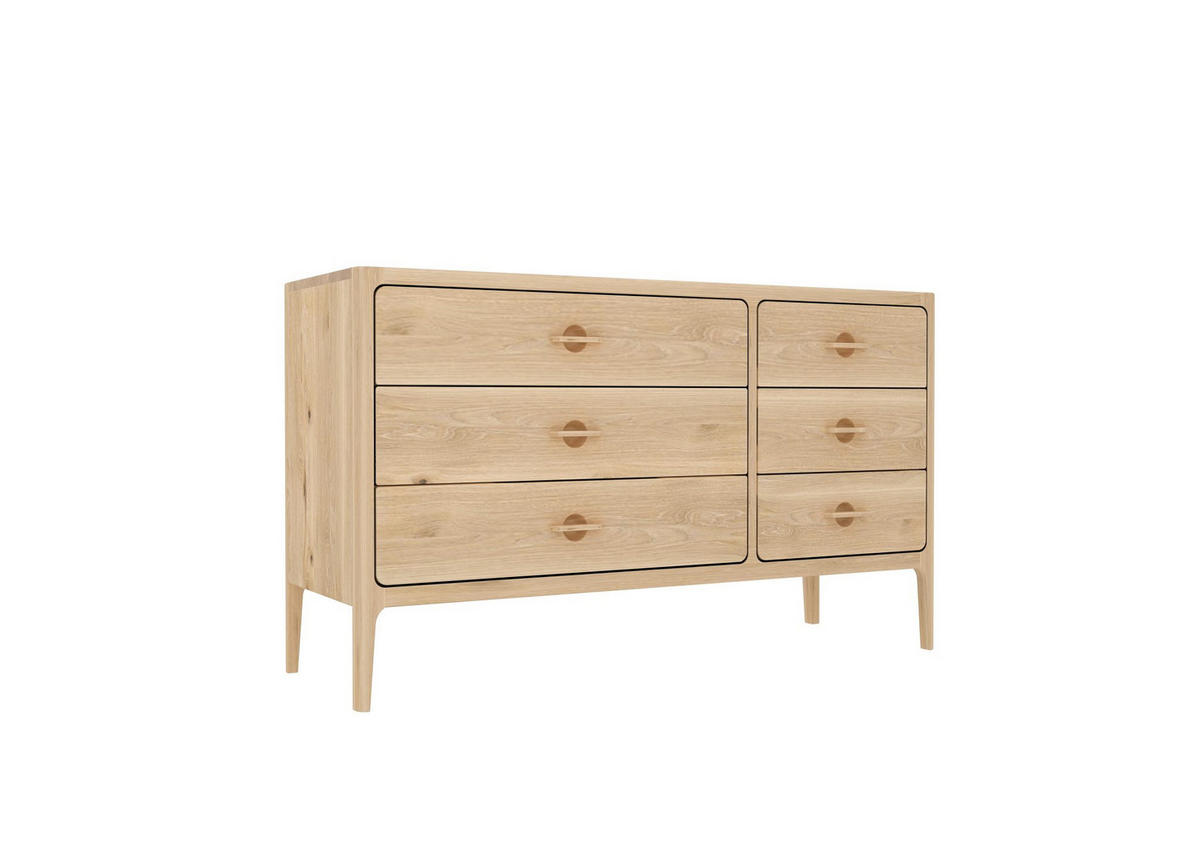 KOMMODE Elin, Natur Massiveiche - Beige, Holz (44/82.5/131.5cm) - WOODEK