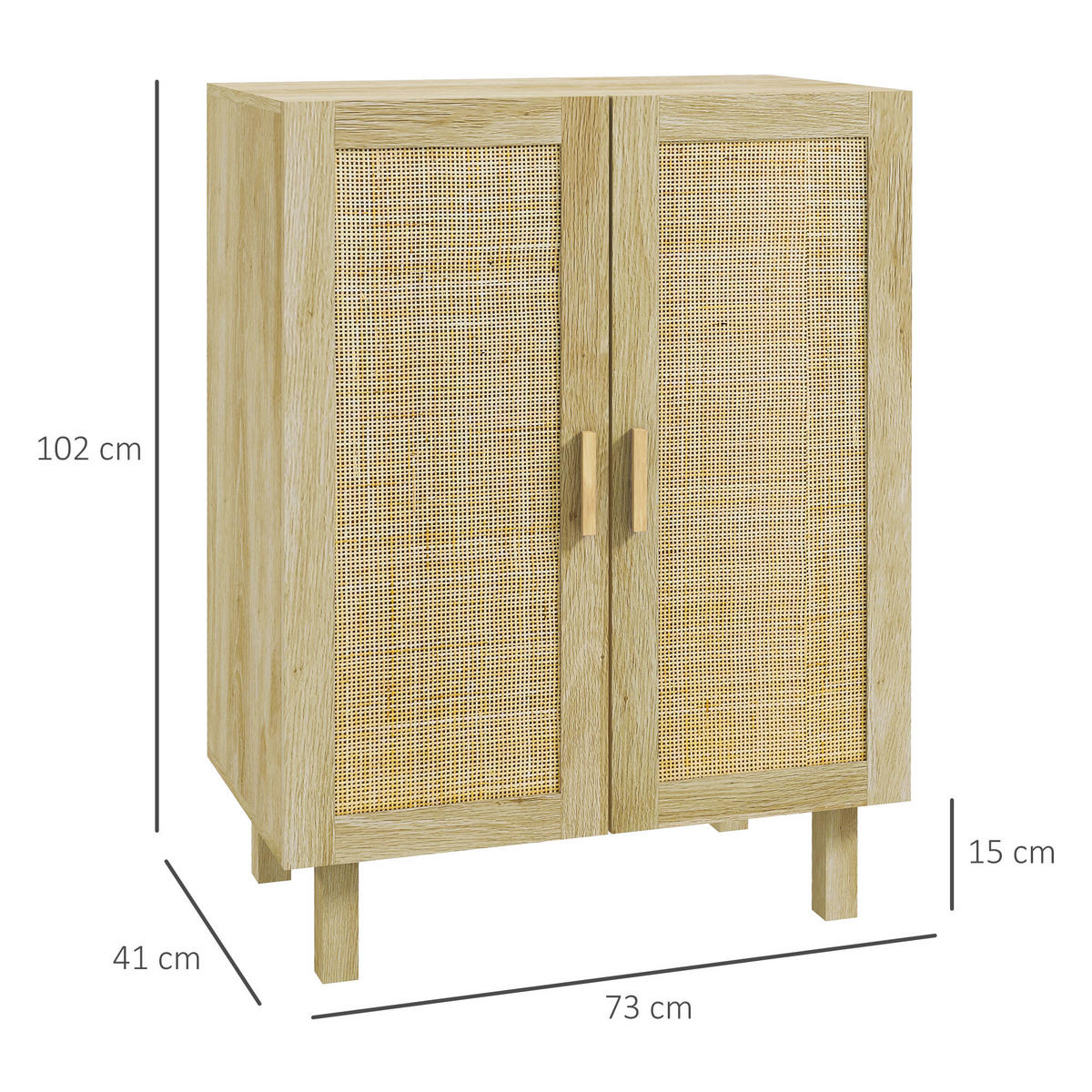 SIDEBOARD Naturfarben, 2 Türen, 73/41/102 cm - Naturfarben, Holz (73/102/41cm) - PANGIVO