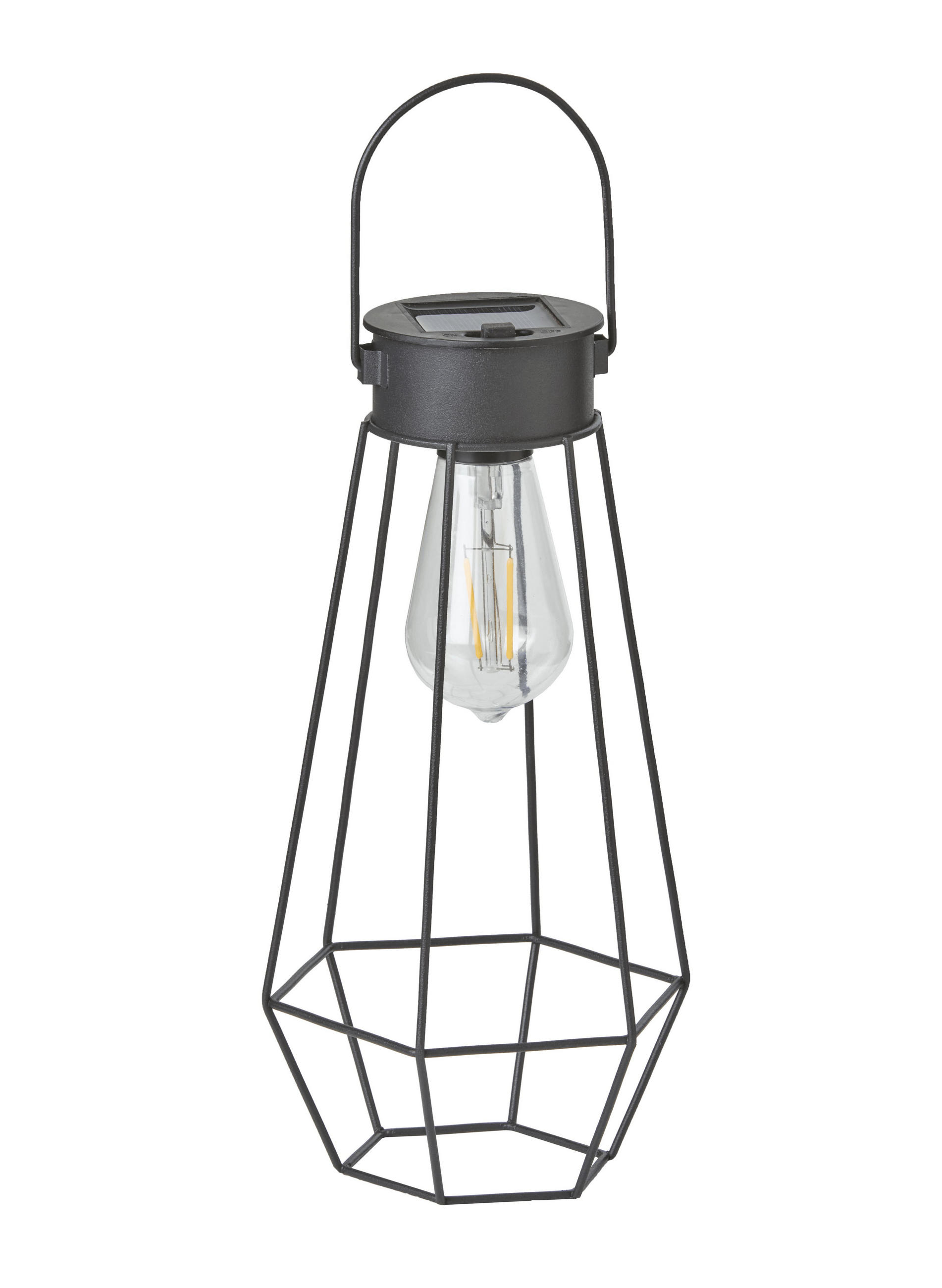 LED-SOLAR-LATERNE Dämmerungssensor Garten Balkon Modern Industrielook IP44 Diamant - Schwarz, Metall (13/13/33.2cm) - Northpoint