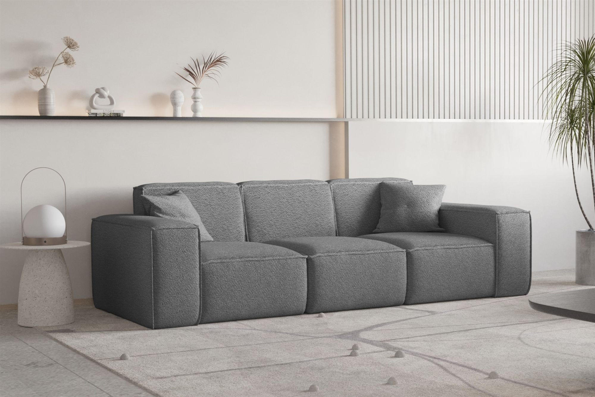 SOFA Celes Premium 3-sitzer Ascot Bukla - Graphitfarben, Holzwerkstoff/Textil (225/73/88cm) - Fun Möbel