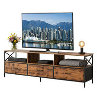 TV-LOWBOARD Industrial-Schwarz Stoffschubladen 170 cm - Braun, Holzwerkstoff/Textil (170/50/40cm) - Relaxdays