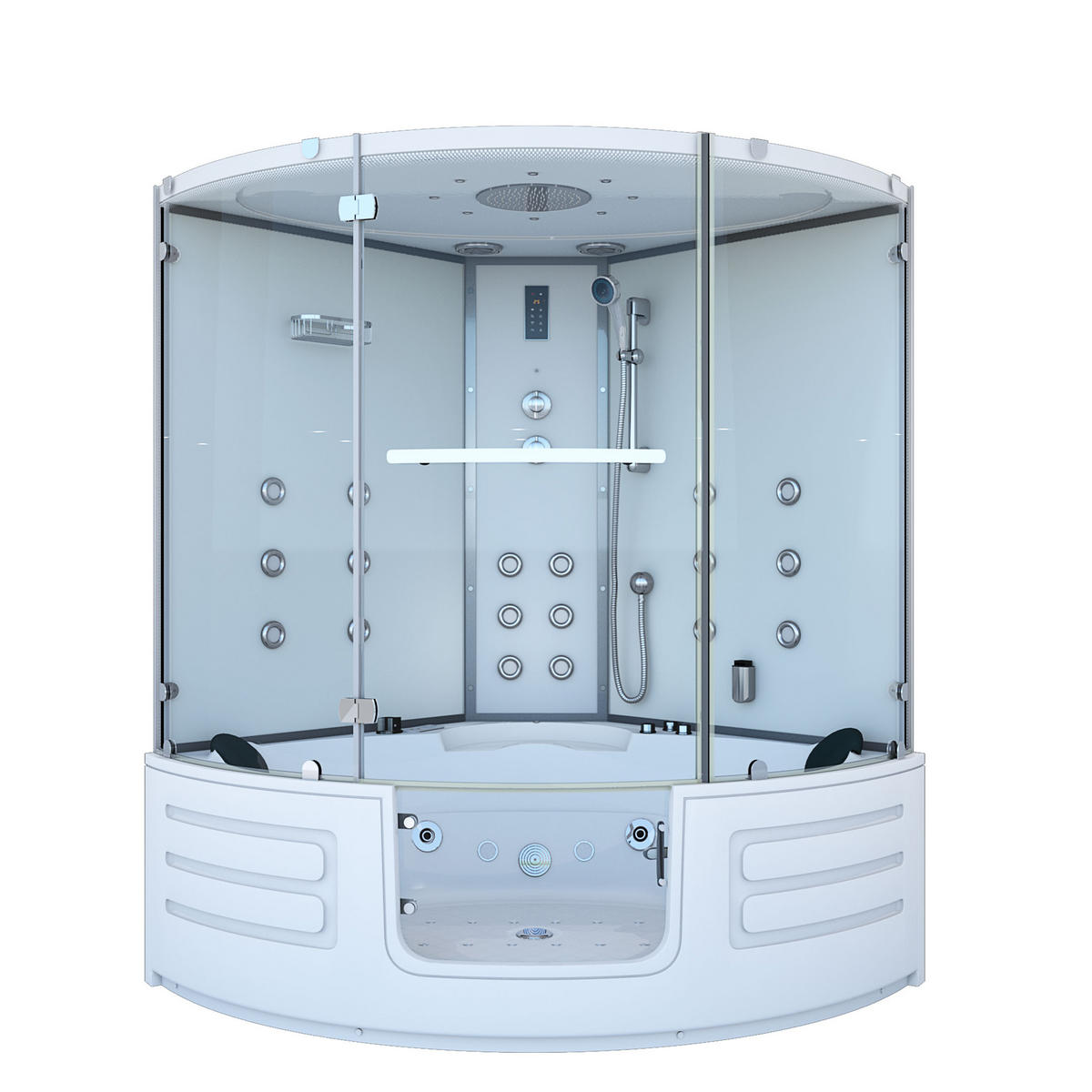 DAMPFDUSCHE Whirlpool Duschkabine K70-WS-EH - Weiß, Glas/Kunststoff (150/150/217cm) - AcquaVapore by Sandra Jentho