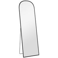 GANZKÖRPERSPIEGEL, 161,5 x 50 cm Wandspiegel mit Ständer für Wohnzimmer Schwarz - Schwarz, Glas (1.5/161.5/50cm) - HOMCOM
